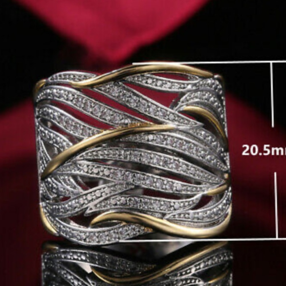 NEW Gorgeous 925 Sterling Silver Two tone Ring - Picture 9 of 10